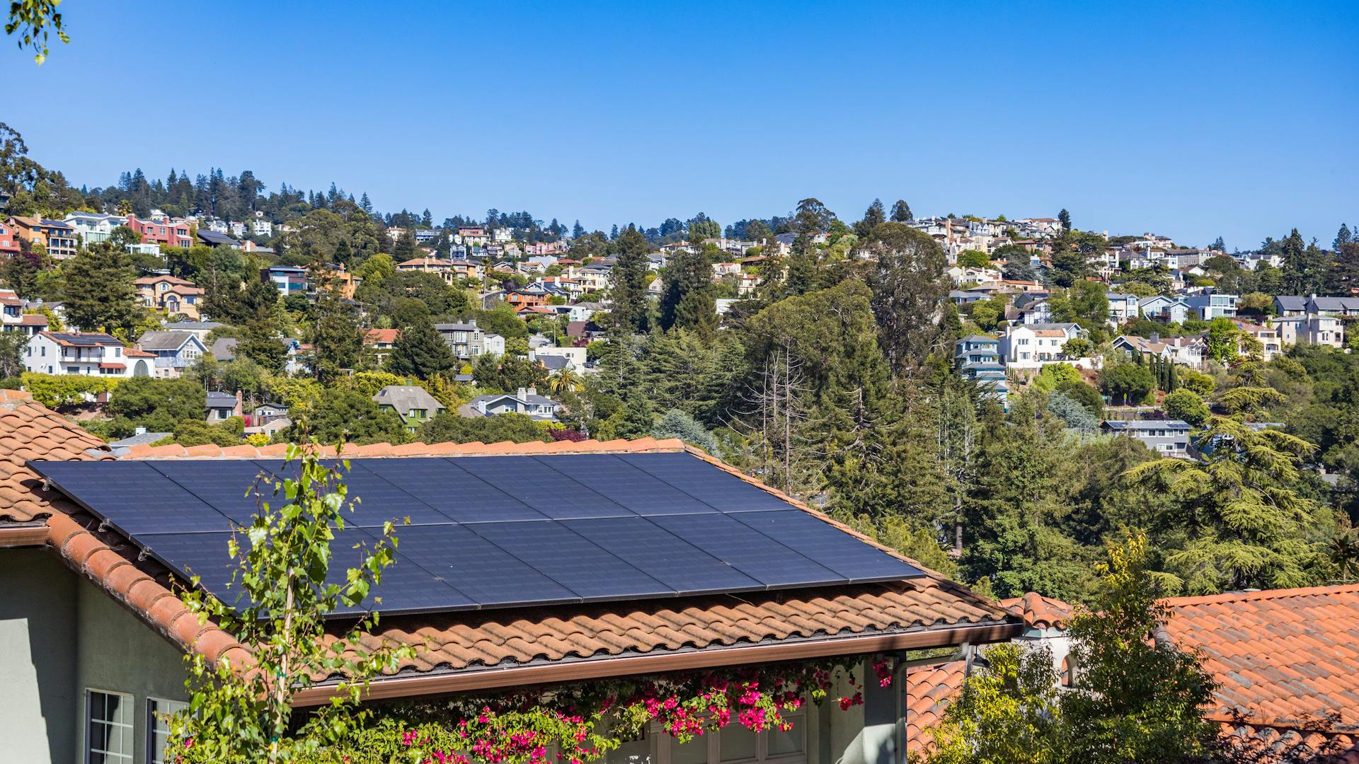 Solar panels installed on residential roof